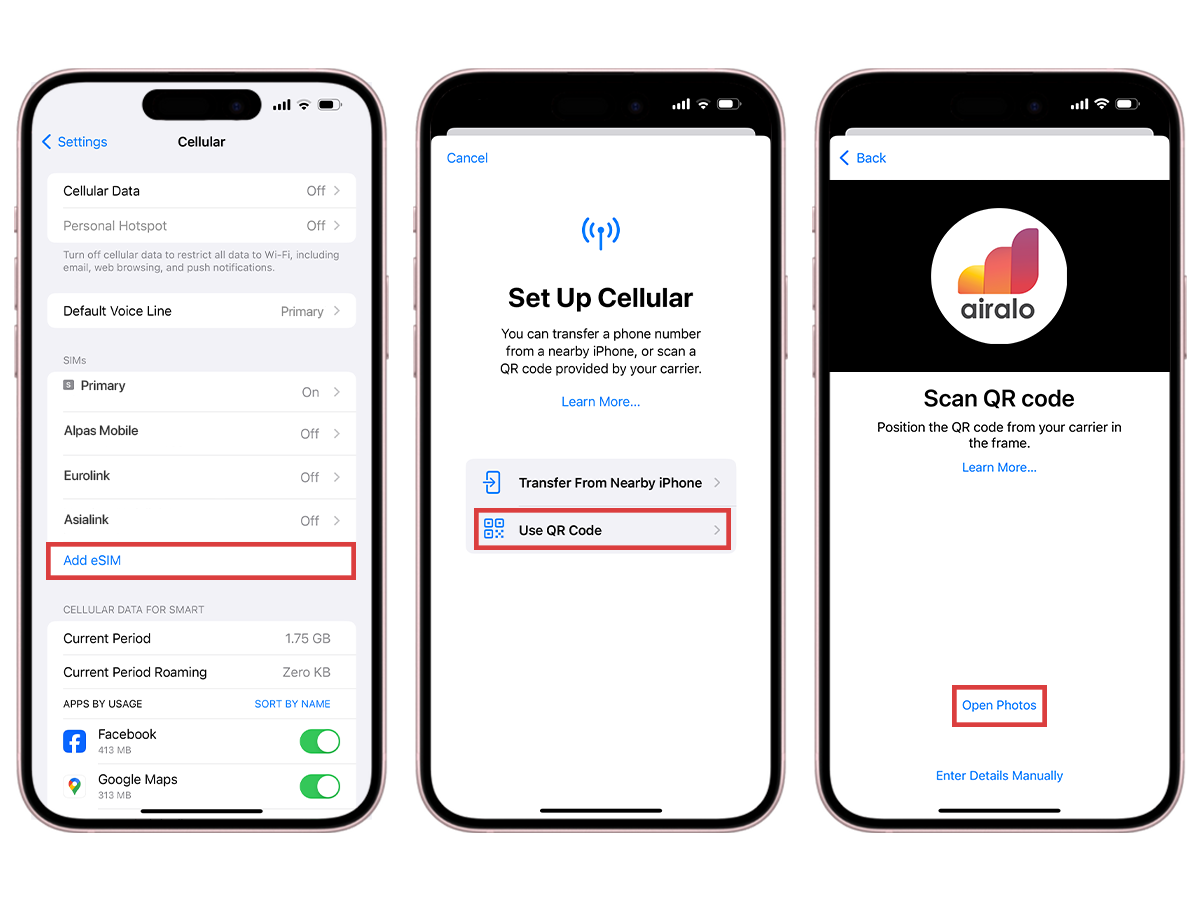 Installing Airalo eSIM on iPhone -  QR Method Step 2