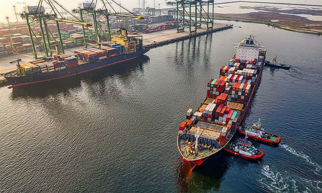 barge at an ocean port
