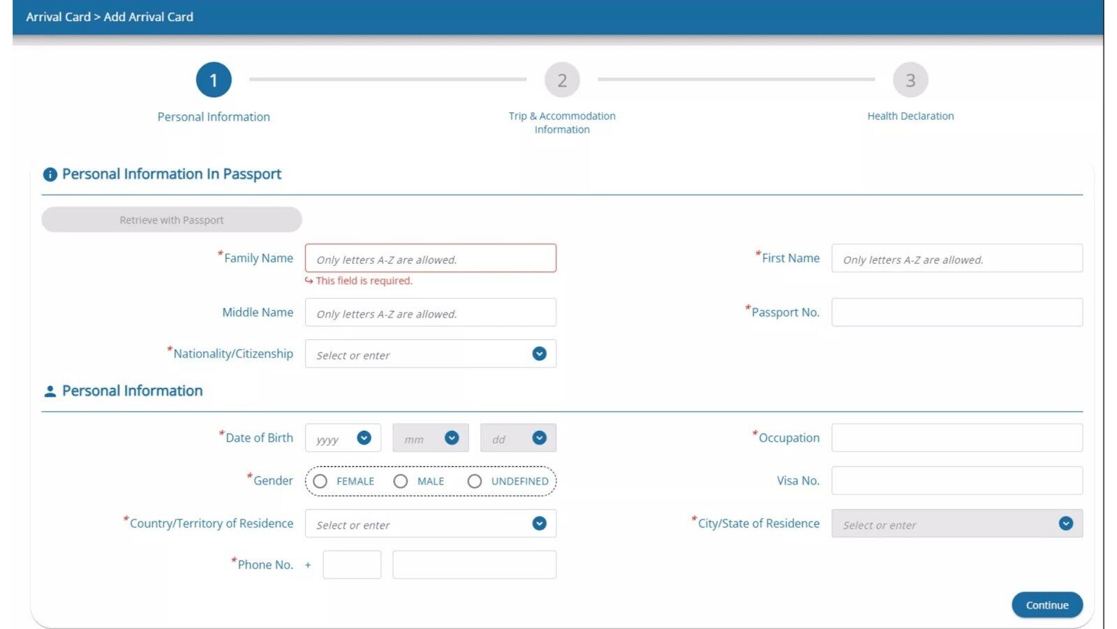 Thailand Digital Arrival Card on immigration website showing details to be filled by Indian travelers