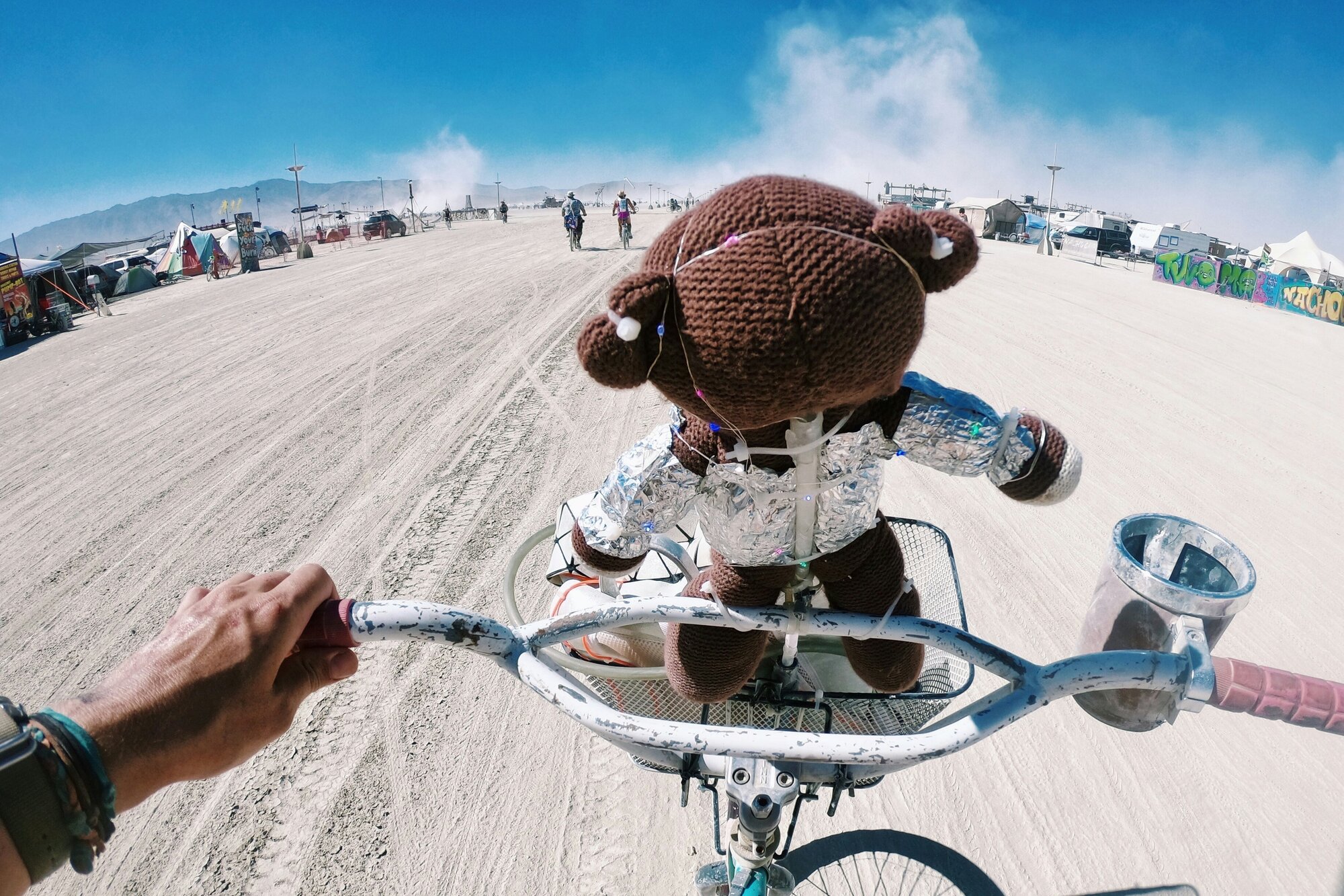 Man on his bike at Burning Man