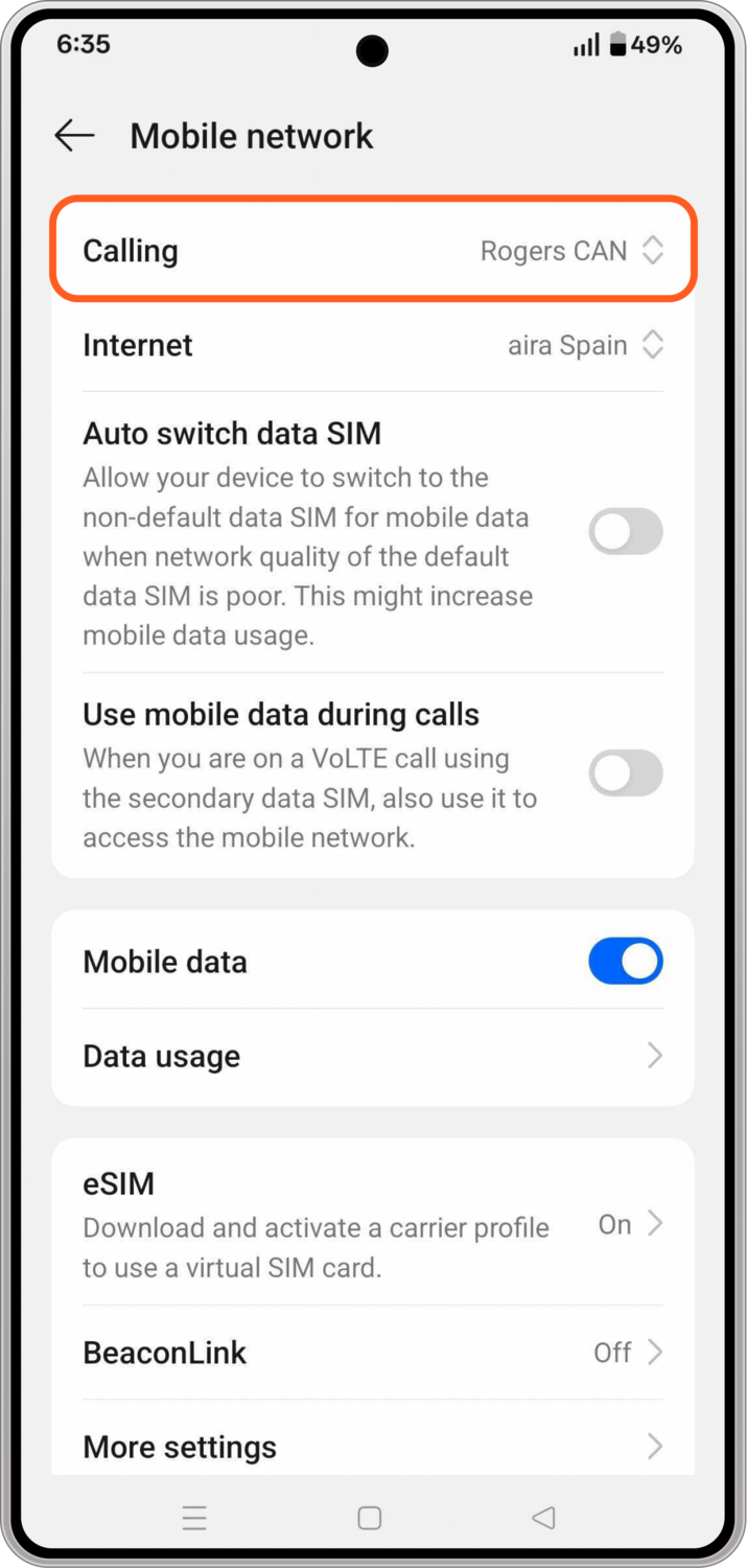 Default voice line Android