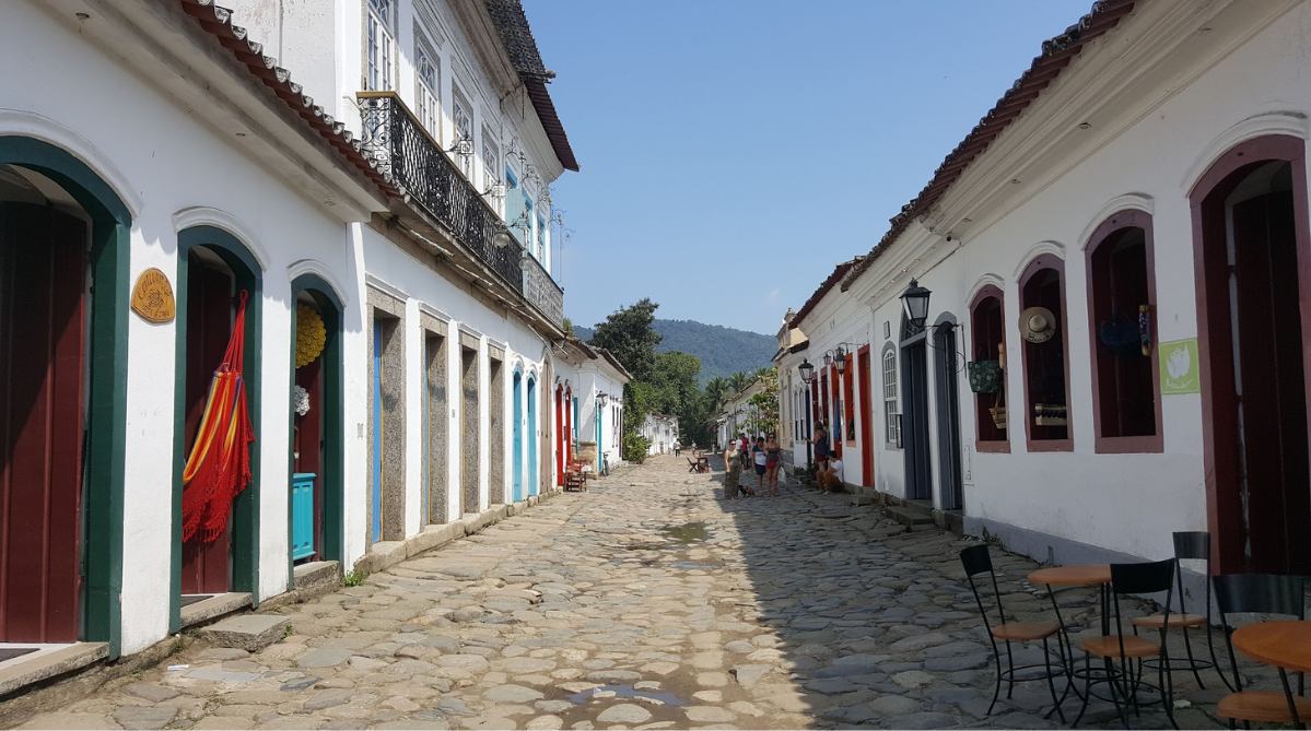 A street in Paraty, a rural colonial town in Brazil