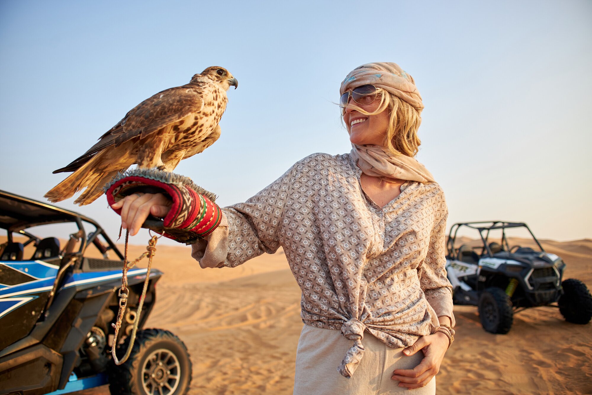 Vivi l’esperienza di tenere tra le tue mani un falco nel deserto di Dubai