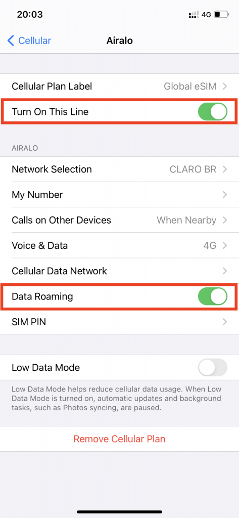 Data roaming iPhone