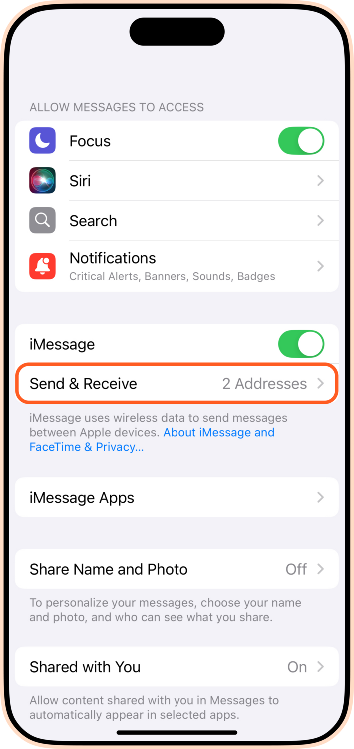 reset iMessage iPhone