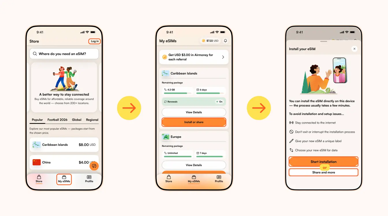 Install your Airalo eSIM in the app