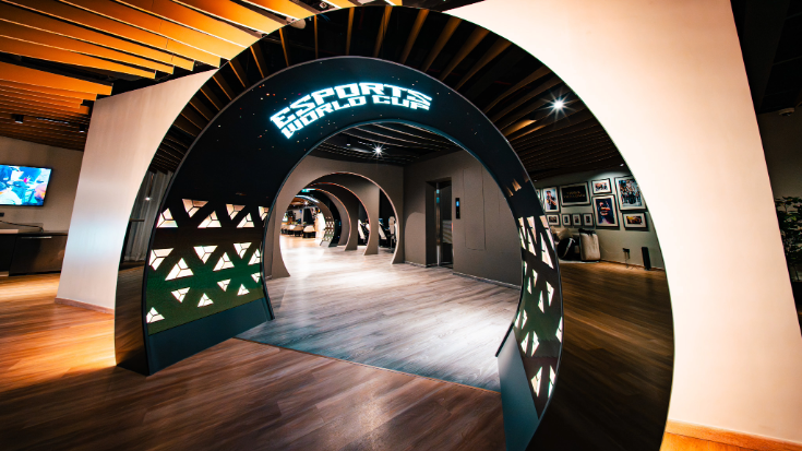 Esports World Cup 2024 event logo and stage setup in Riyadh Boulevard City.