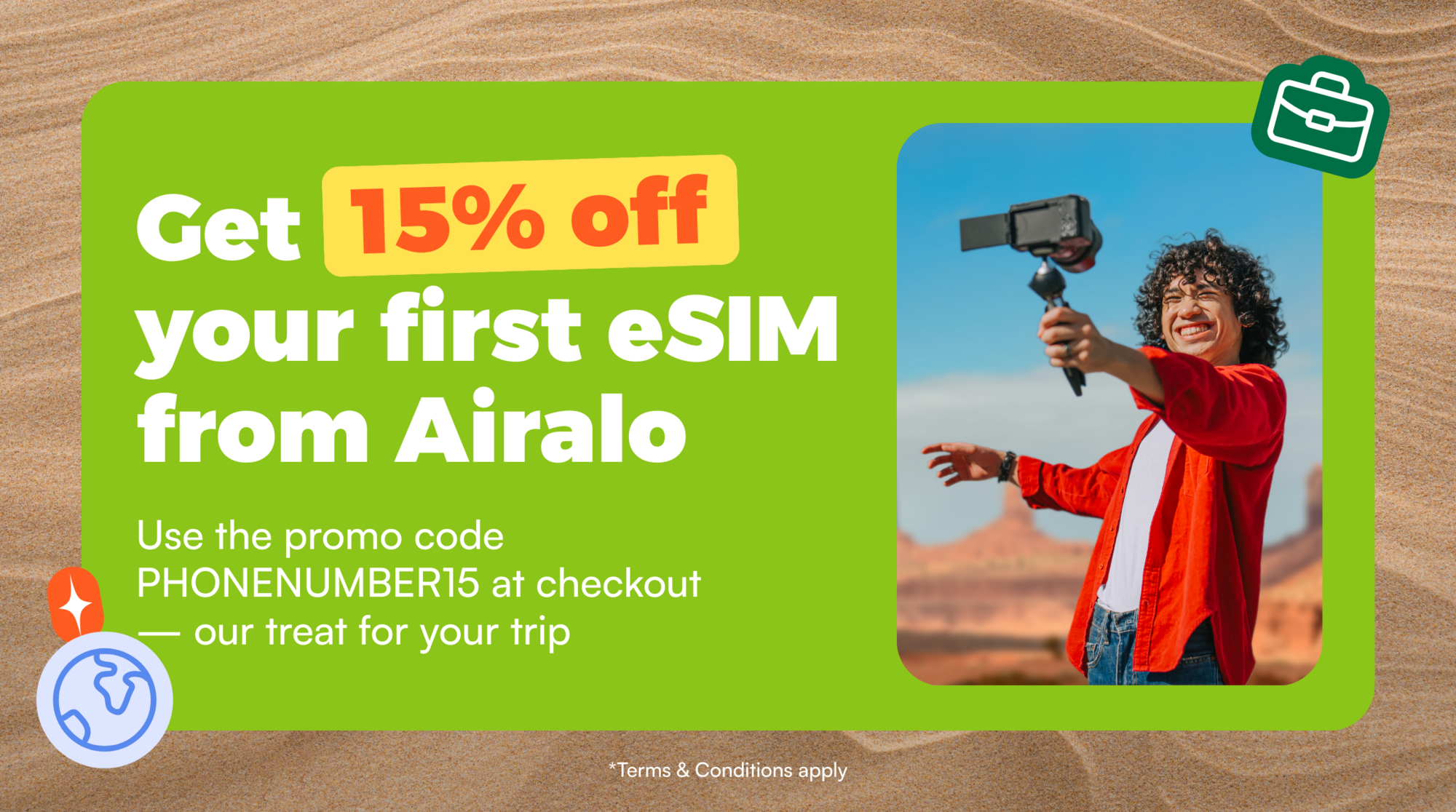 Get 15% off your first Airalo eSIM