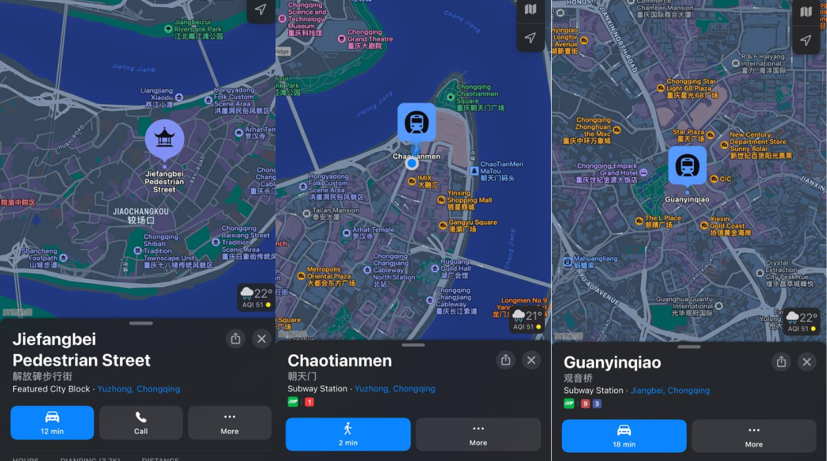 Apple Maps interface