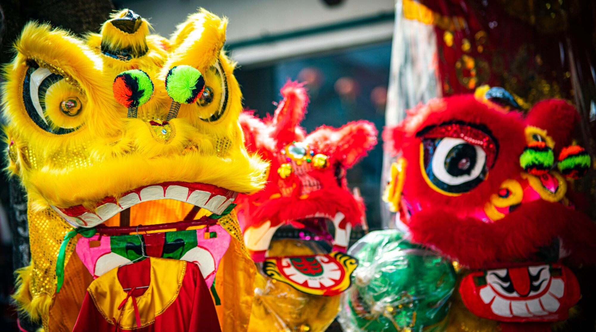 Danse du lion au nouvel an vietnamien à Saigon, Vietnam