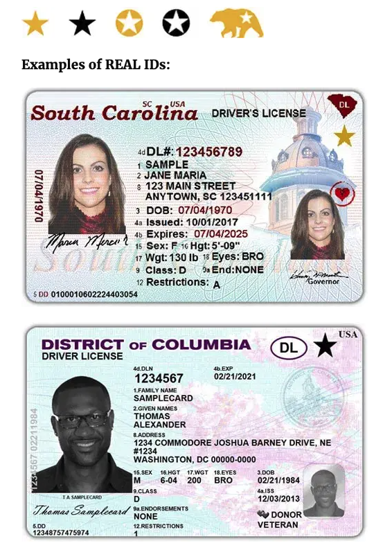 TSA REAL ID examples