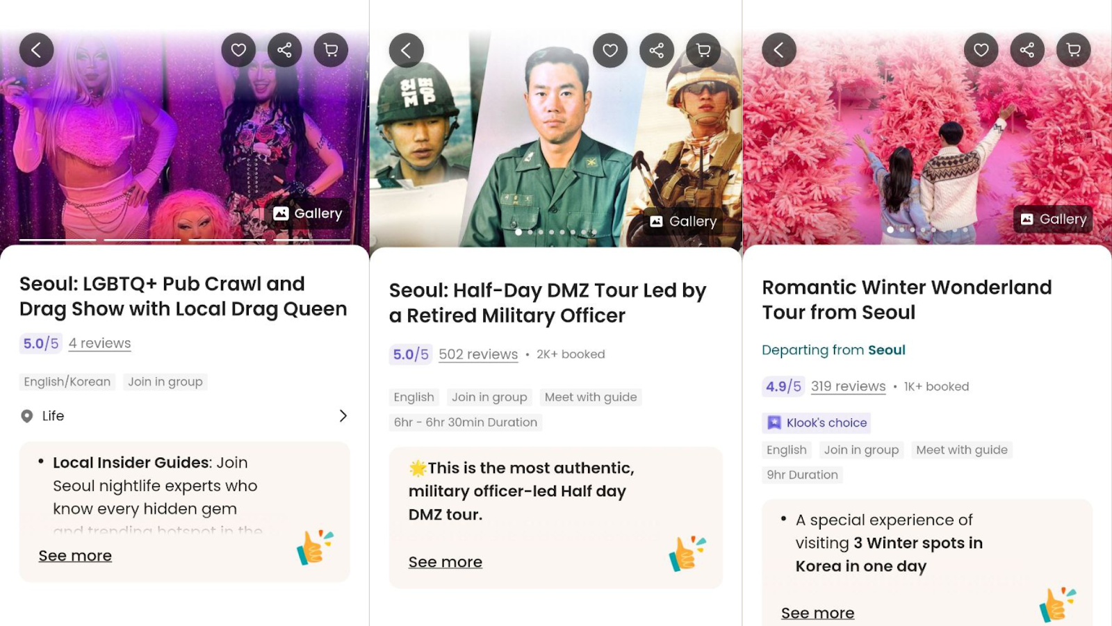 Klook mobile booking interface