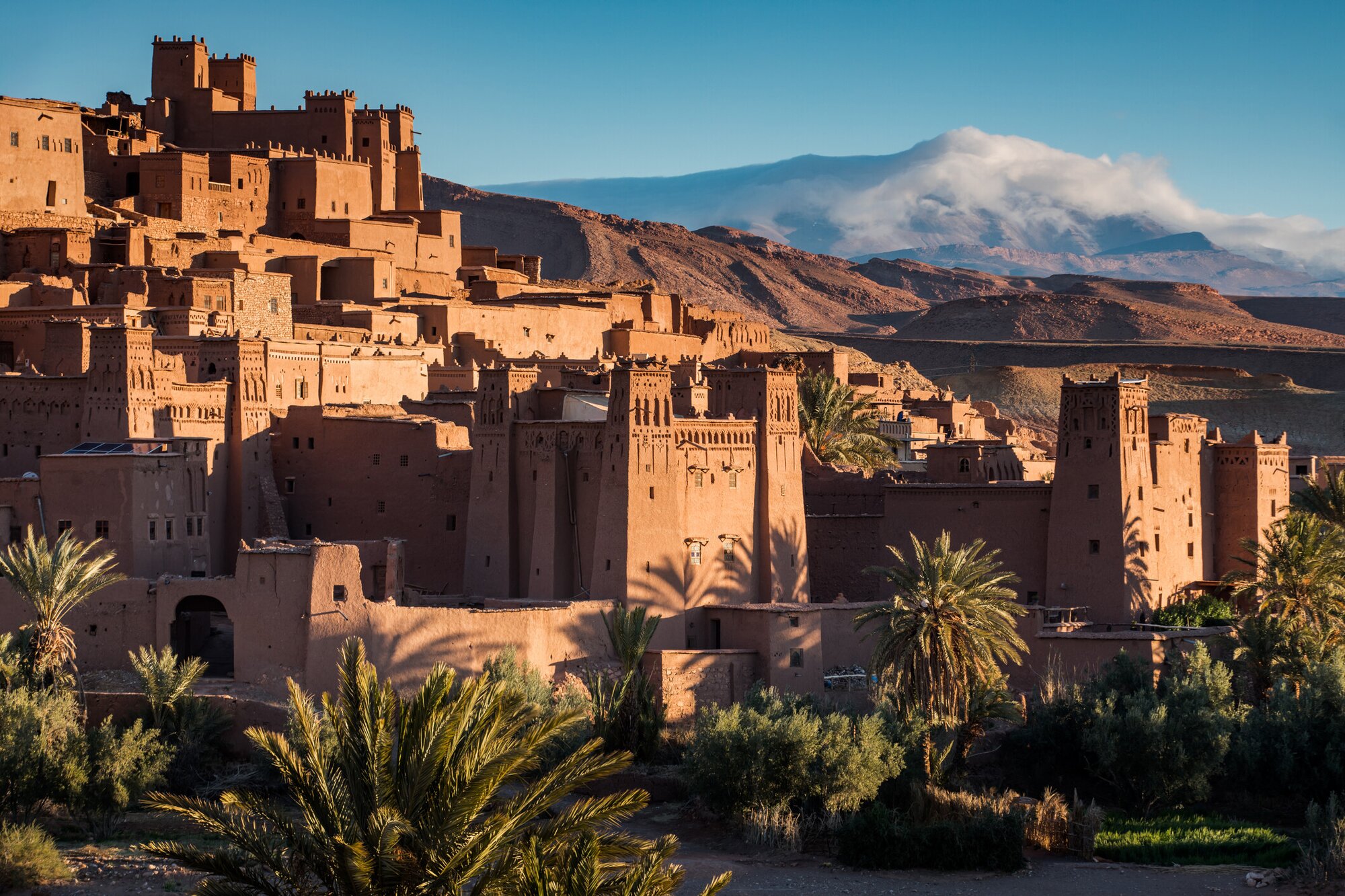 Sunset over Aït Benhaddou, a town in Morocco
