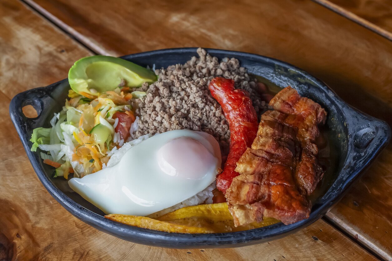 Bandeja Paisa, a traditional Colombian dish