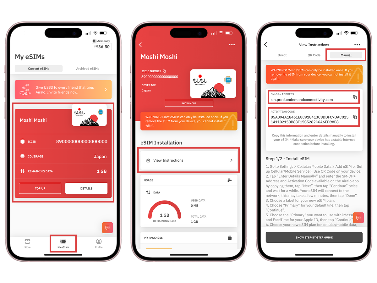 Installing Airalo eSIM -  Manual Method