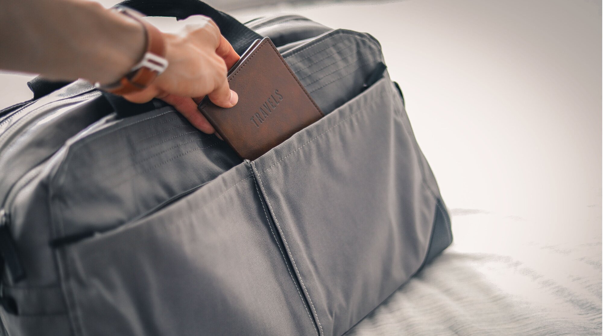 bag passport going in bag for trip