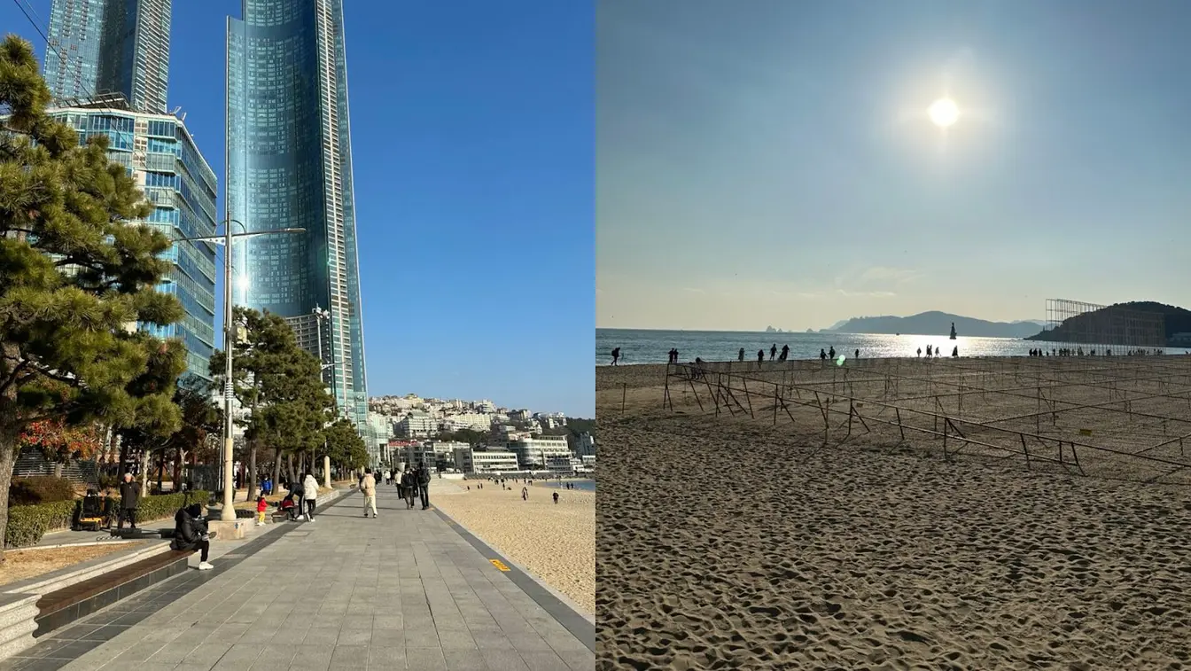 El paseo marítimo y la playa de Haeundae en Busan.