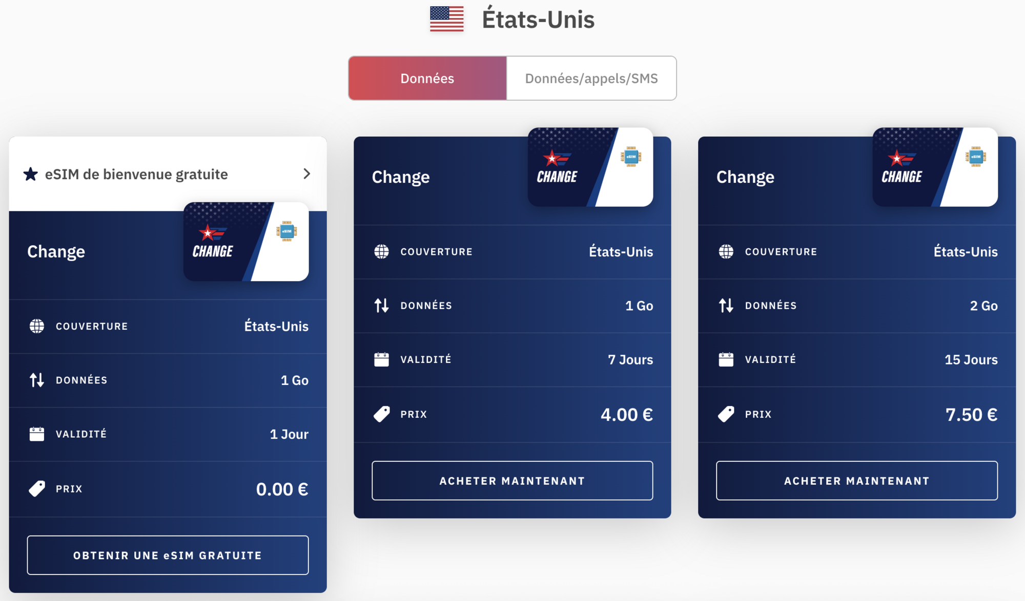 exemples de forfaits mobiles esim etats-unis avec airalo