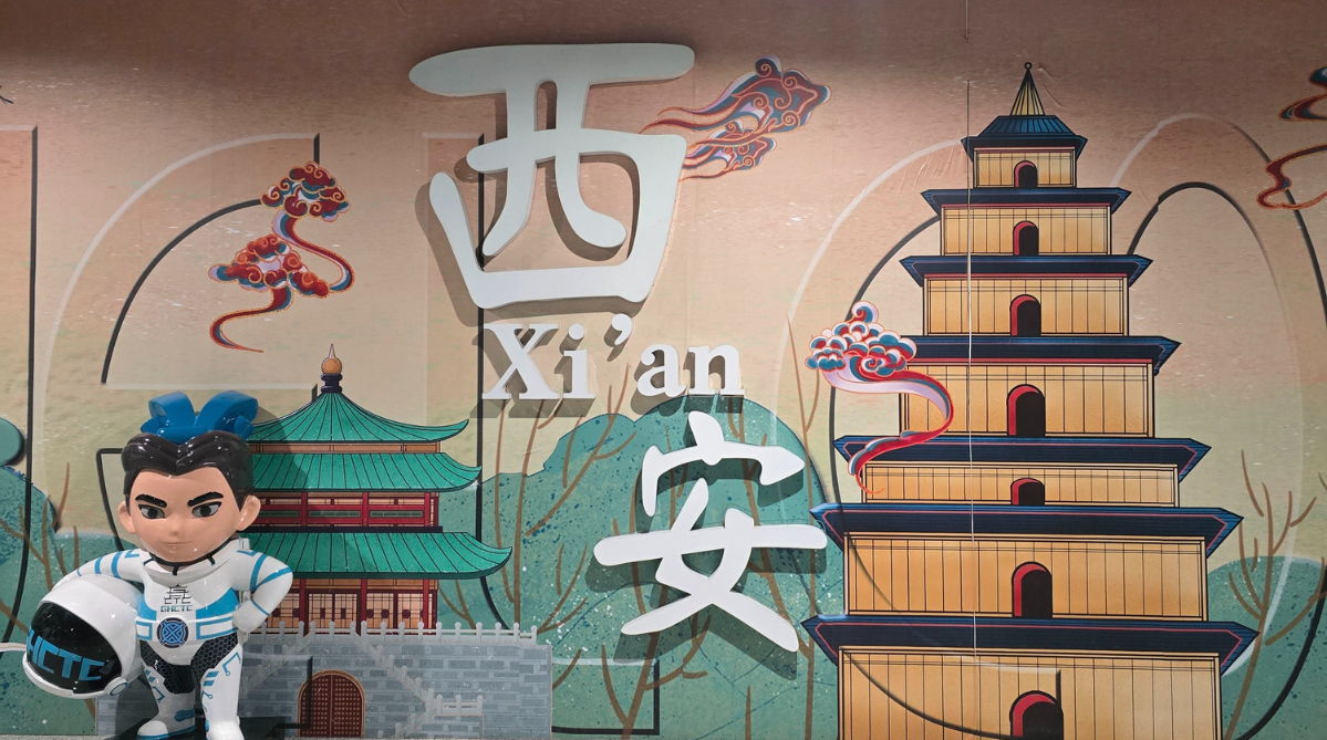 Decor to welcome travellers at the Xi'an Xianyang International Airport