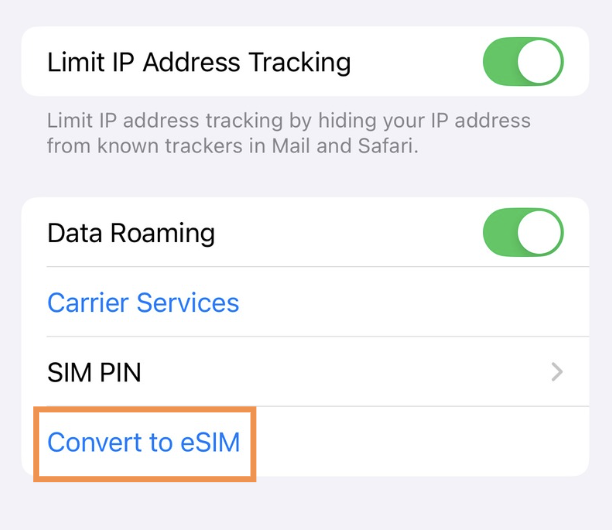 Converting your physical SIM to an eSIM 