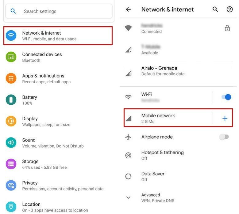 Turning on eSIM on Android