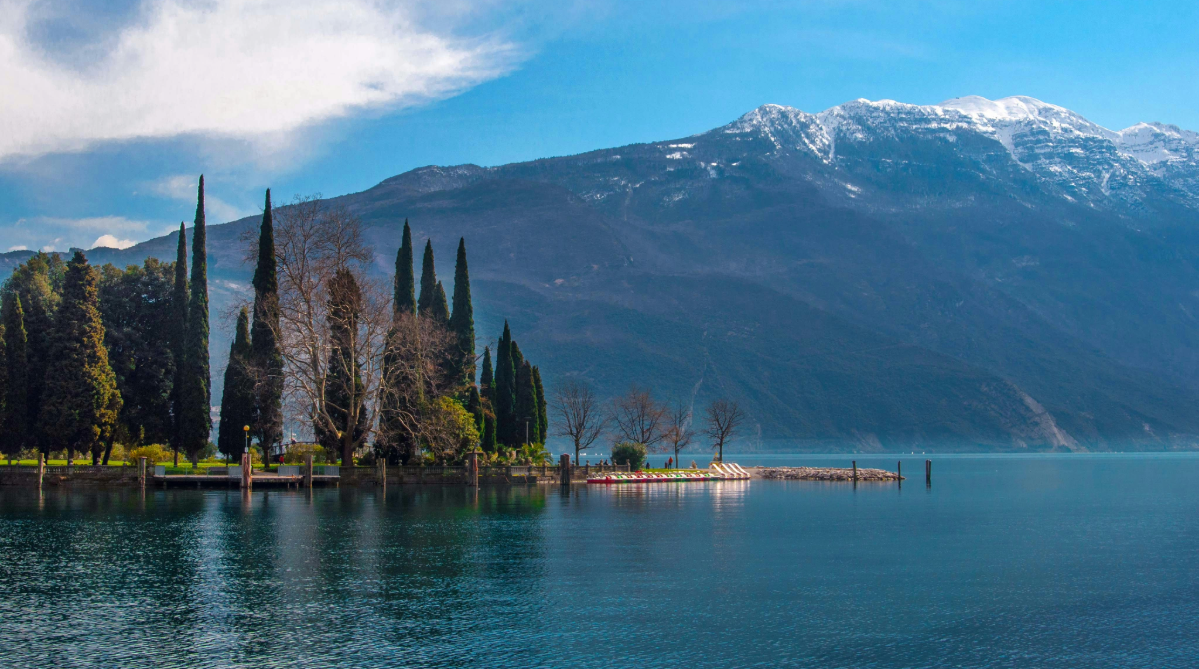 Lake Garda with mountains in the background