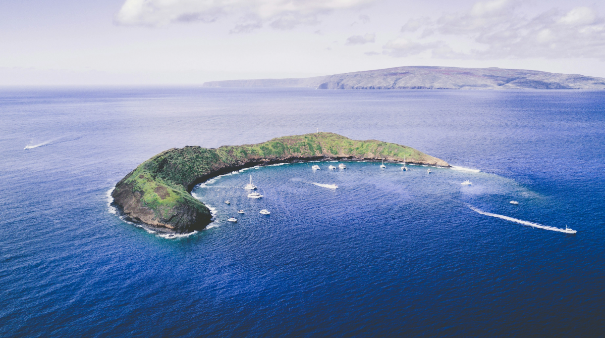 Aerial view of Molokini Crater