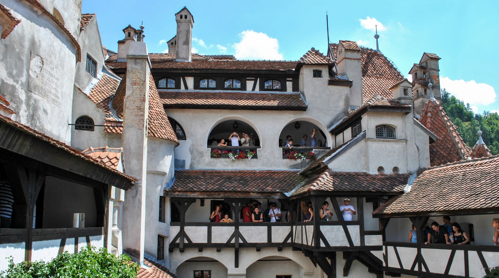 Bran Castle's interior, filled with tourists