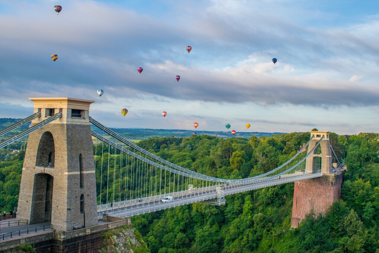 Hot Air Balloons from the Bristol Balloon Fiesta, near Clifton Suspension Bridge