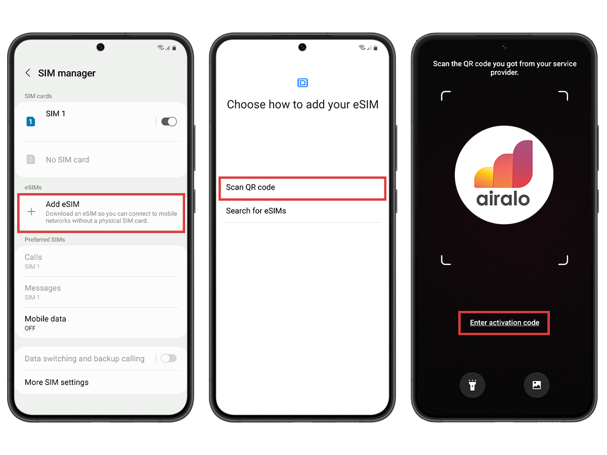 Installing Airalo eSIM on Android -  Manual Method Step 1