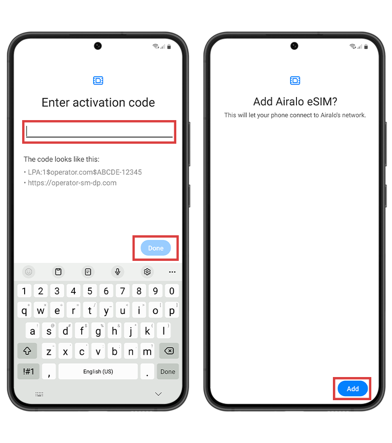 Installing Airalo eSIM on Android -  Manual Method Step 2