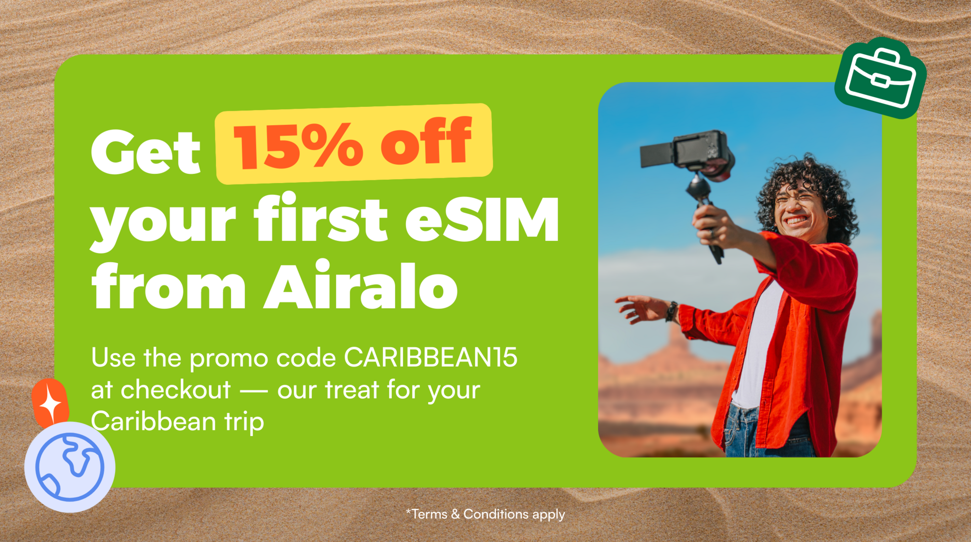 Get 15% off your first Airalo eSIM