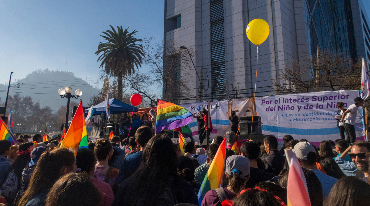 Marchers at Santiago Pride in Chile