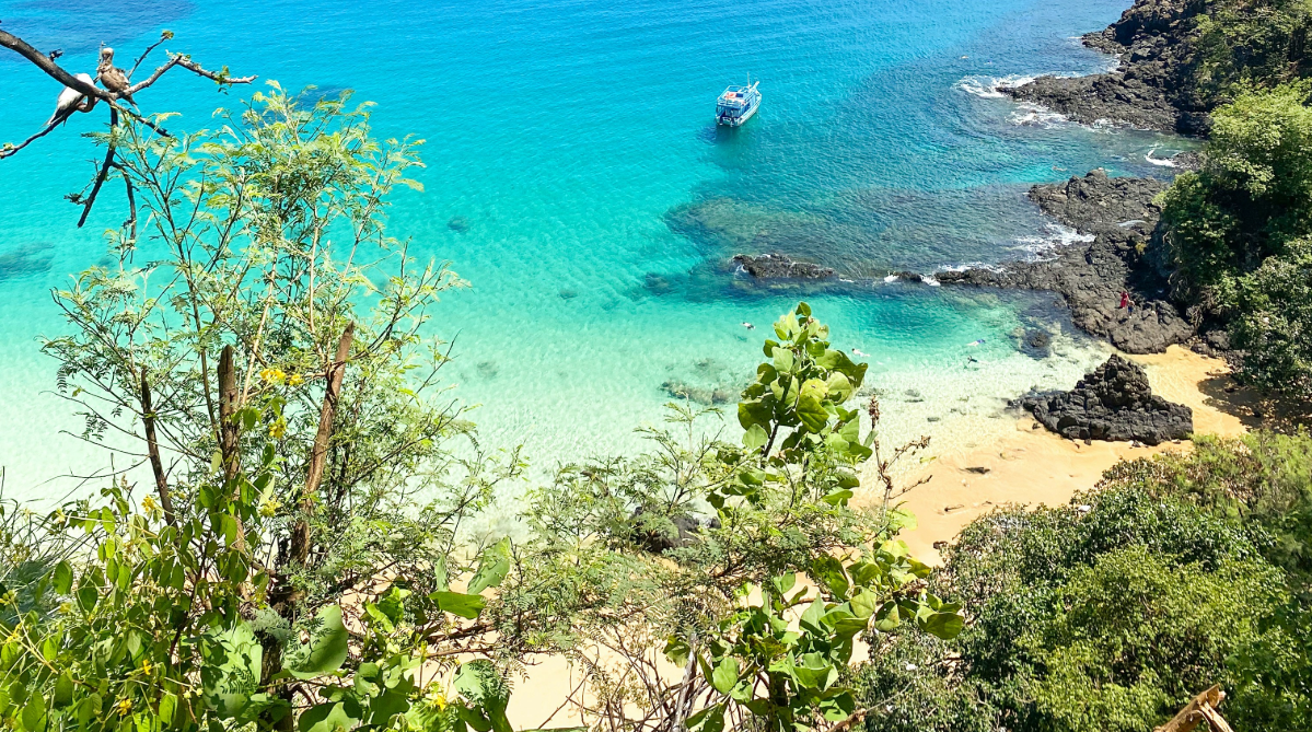 Aerial view of Praia do Sancho, Brazil