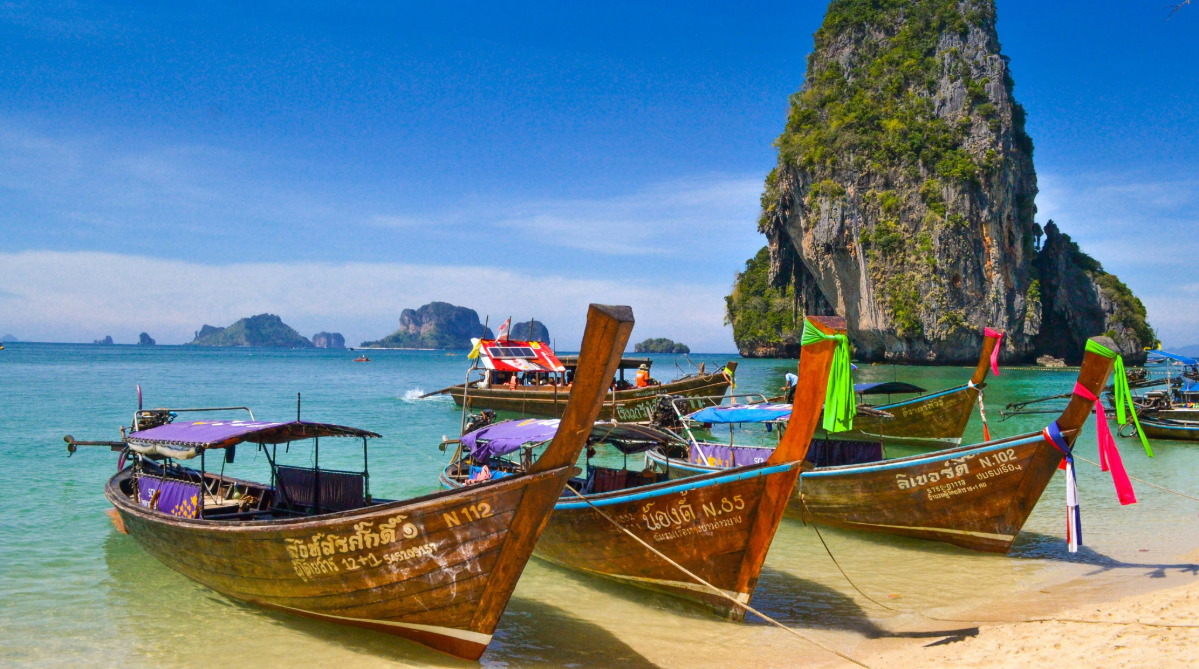 Boats at Phra Nang Beach, Krabi, Thailand