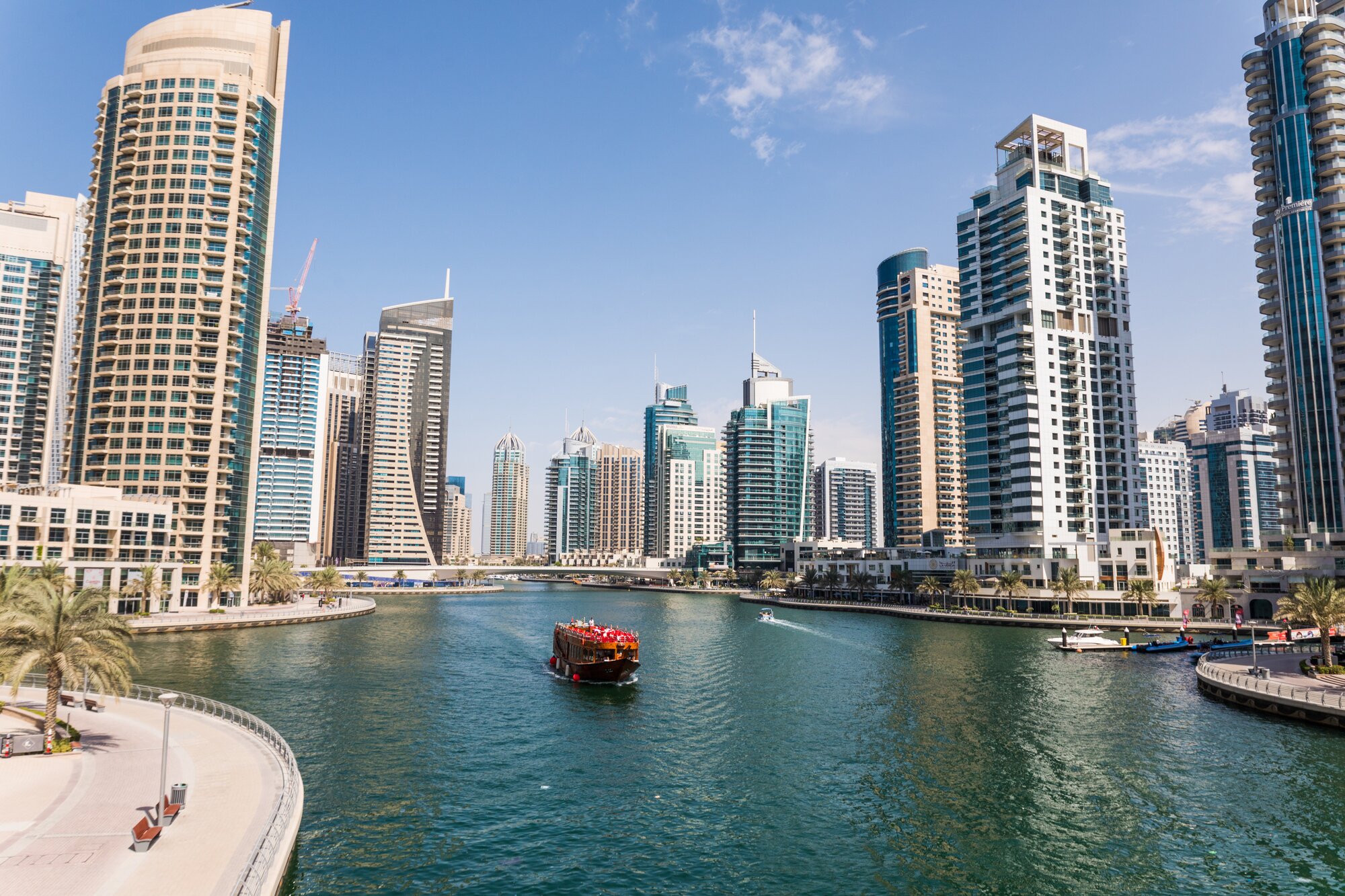 Boat sailing along Dubai Creek