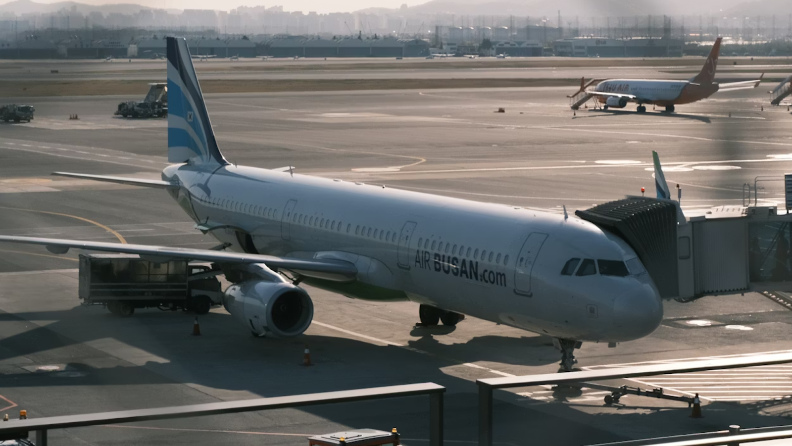 An Air Busan plane at the airport