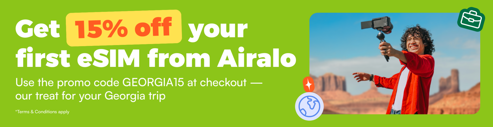Airalo discount code for first time users traveling to georgia