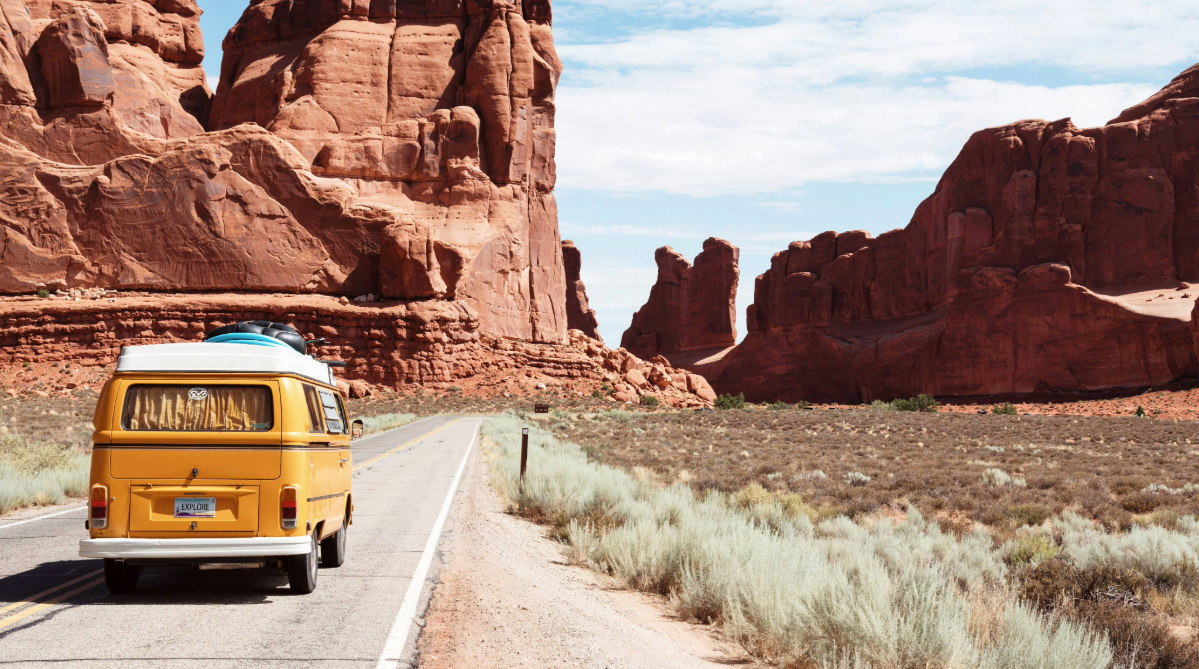  Van driving through Arches National Park, USA