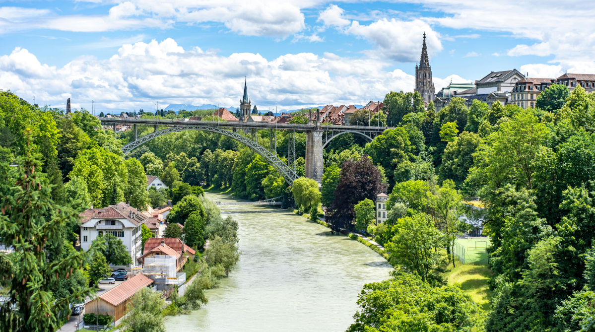 Bridge over a river in Bern, Switzerland
