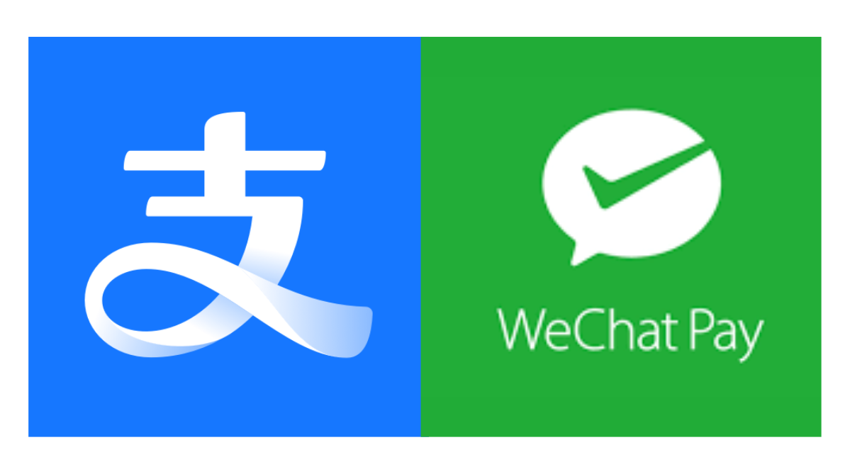 Logos of Alipay (left) and WeChat Pay (right)