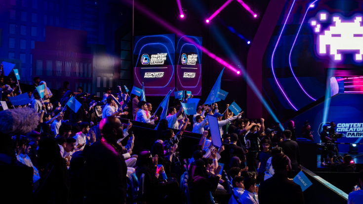 Esports World Cup 2024 stage with players competing in Riyadh, Saudi Arabia.