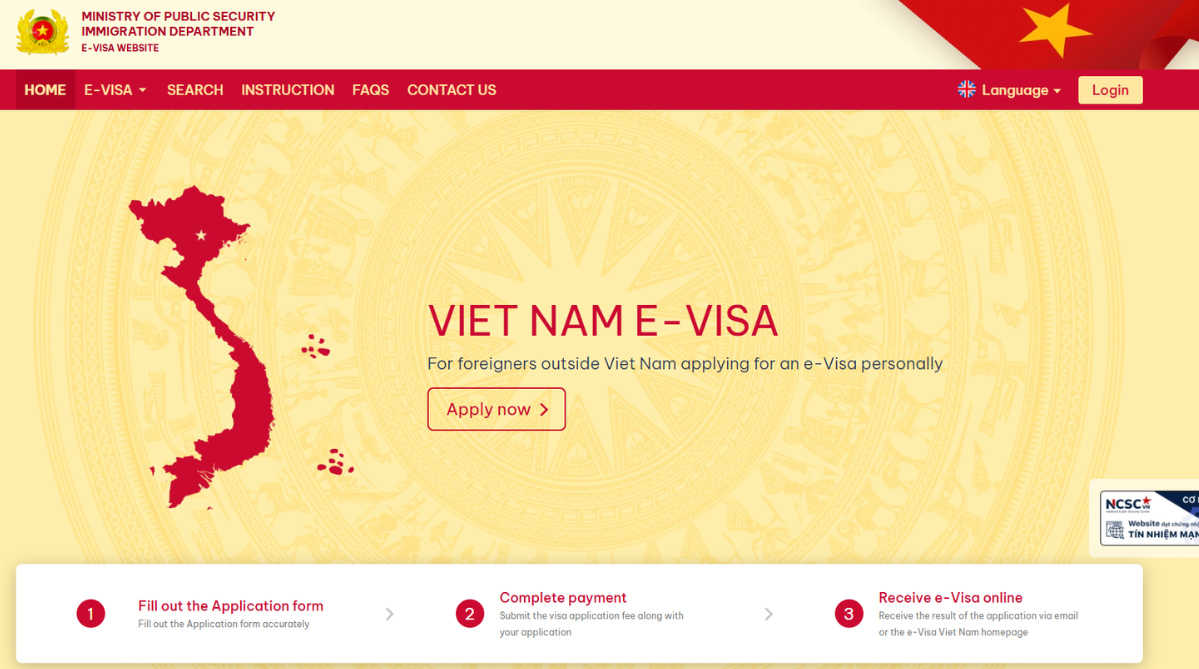 Vietnam's official Electronic Visa Portal homepage