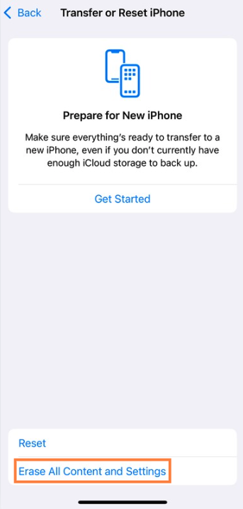 Factory Reset iPhone