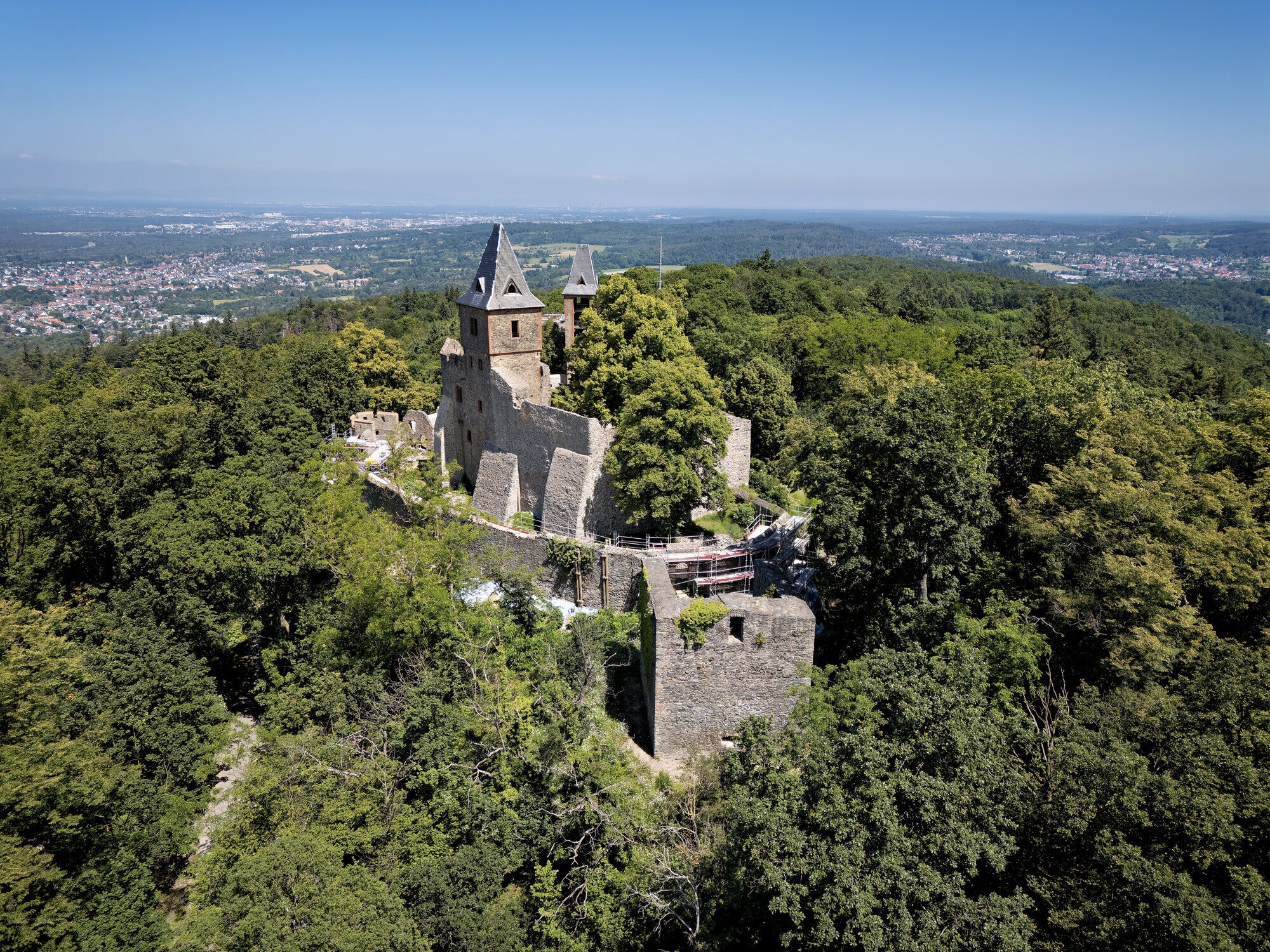 Frankenstein Castle surrounded by greenery in Germany