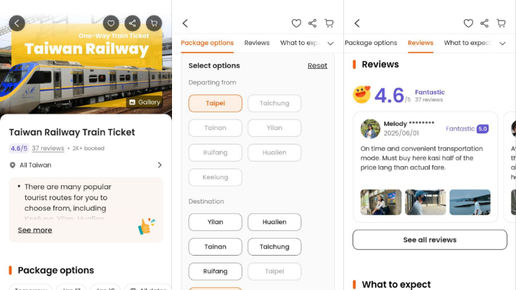Image showing the mobile app ticket booking process on Klook.