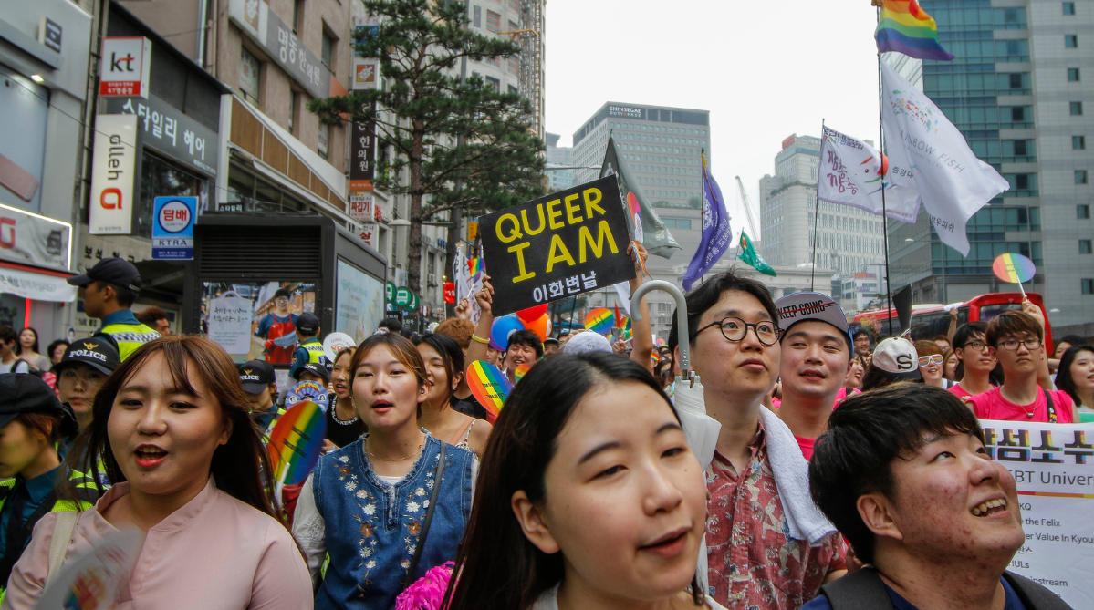 People marching at the Seoul Queer Culture Festival