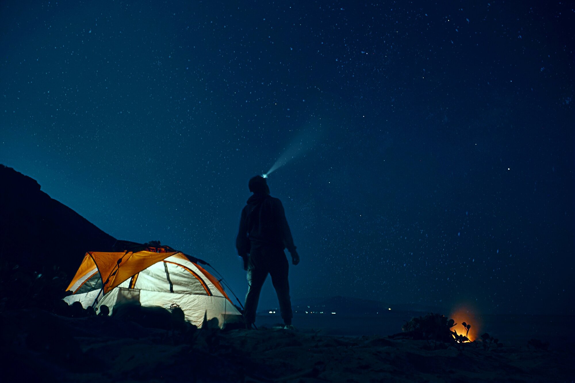 Man stargazing