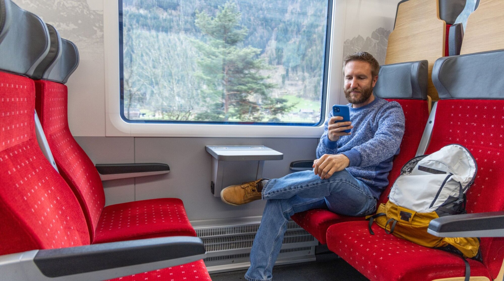 personne connectée en 5 G dans le train 