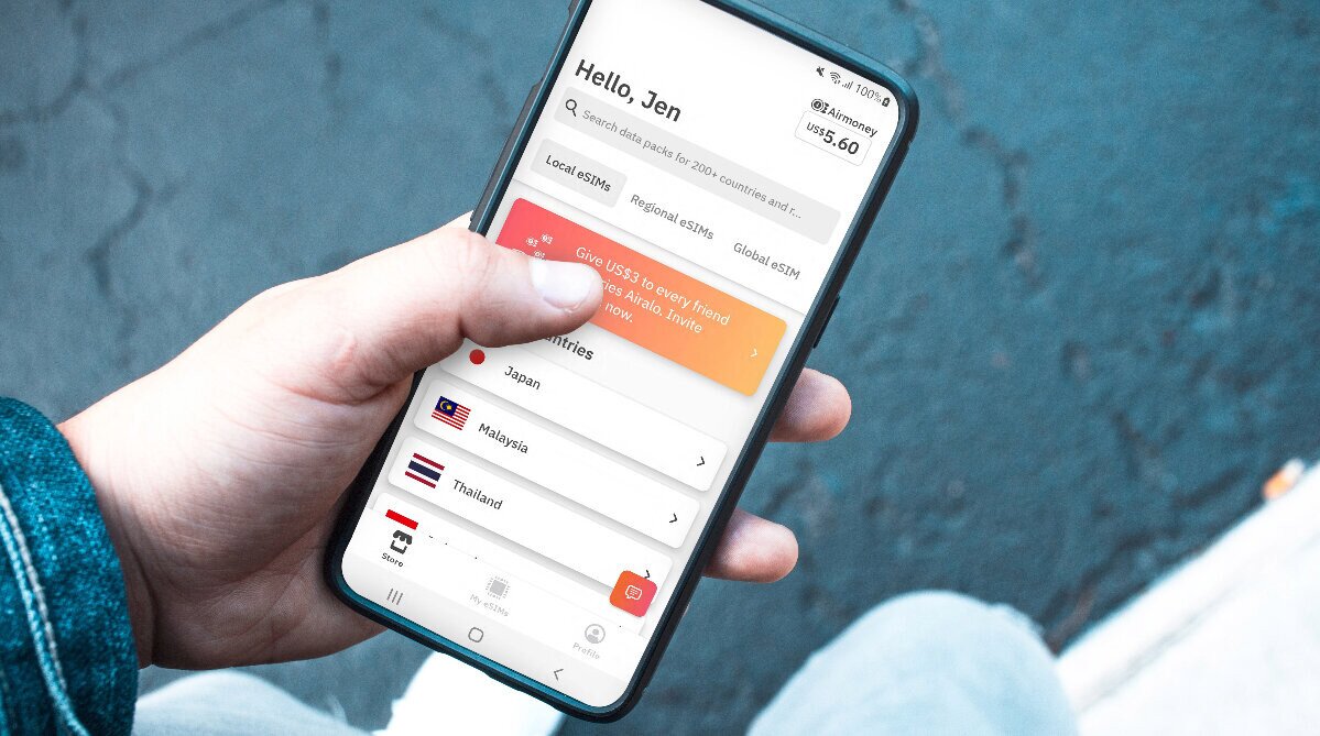 android phone with airalo app open